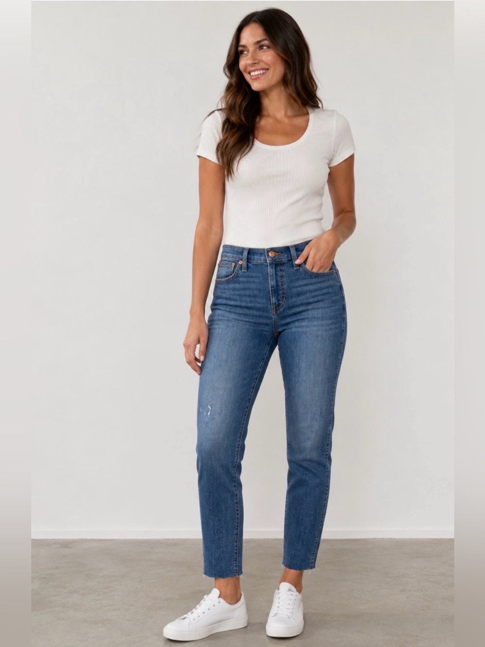 J. Crew Vintage Slim Straight Jeans in Medium-Dark Wash. Size 25. Like new!